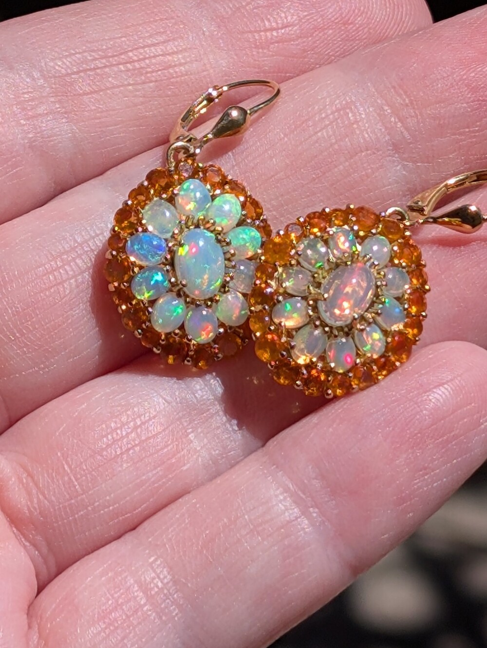 Elegant DJOY Ethian Welo Opal and Citrine Drop Earrings - 295 Silver Gold Plated